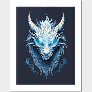 White Dragon with Blue Eyes Posters and Art